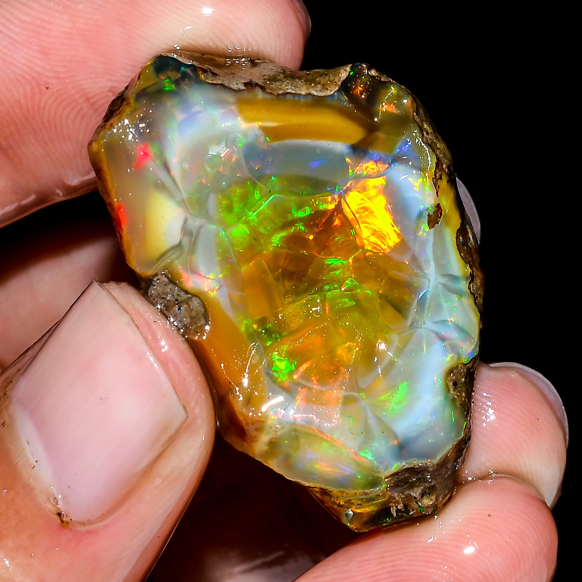 Natural Ethiopian Opal Rough Gemstone: Brown Fancy Shape, 54 Ct