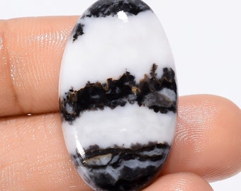 Awesome Top Grade Quality 100% Natural Black Zebra Jasper Oval Shape Cabochon Loose Gemstone For Making Jewelry 29 Ct. 31X18X5 mm SB-29117