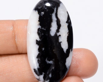 Fantastic Top Grade Quality 100% Natural Black Zebra Jasper Oval Shape Cabochon Loose Gemstone For Making Jewelry 48.5 Ct 38X20X6mm SB-29123