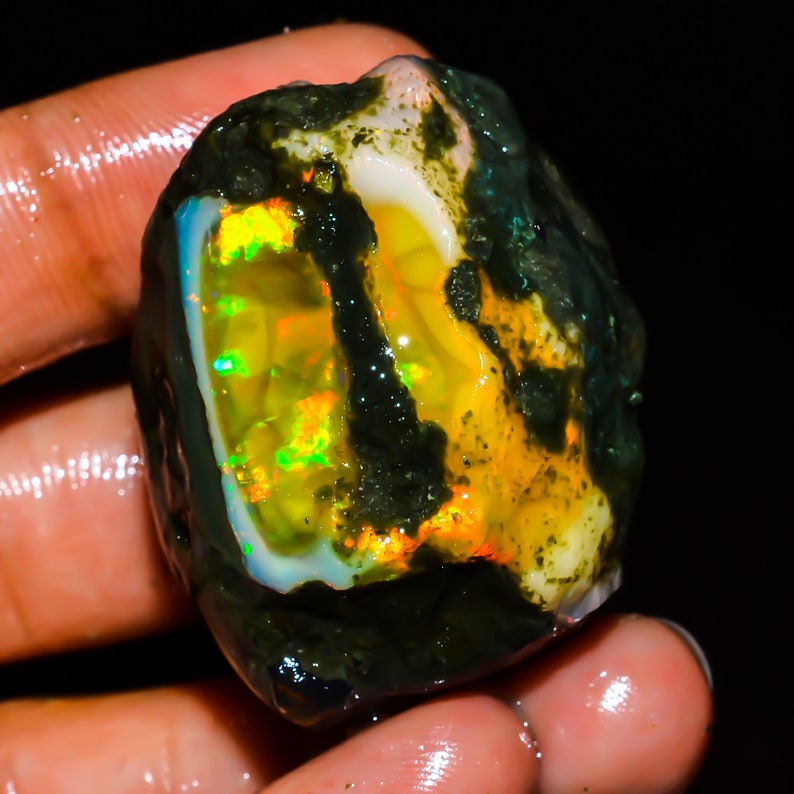 Opale brute, opale d'Éthiopie brute, opale de cristal brute, grosse opale brute, opale de feu brute, opale de feu naturelle en vrac Welo, opale de feu brute, 103,5 CTS image 4