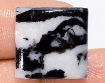 Excellent Top Grade Quality 100% Natural Black Zebra Jasper Square Shape Cabochon Gemstone For Making Jewelry 19.5 Ct. 18X17X4 mm SB-29171