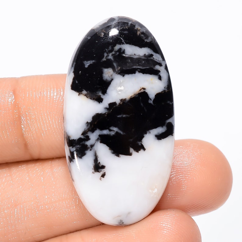 Incroyable qualité supérieure, 100% naturel, noir, jaspe zébrée, cabochon de forme ovale, pierre précieuse en vrac pour la fabrication de bijoux, 40,5 ct. 36X19X5 mm SB-29139 image 2