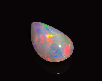 Unique Top Grade Quality 100% Natural White Ethiopian Opal Pear Shape Cabochon Loose Gemstone For Making Jewelry 3 Ct. 14X9X5 mm S-23