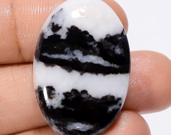 Immaculate Top Grade Quality 100% Natural Black Zebra Jasper Oval Shape Cabochon Loose Gemstone For Making Jewelry 37 Ct 30X20X6 mm SB-29101