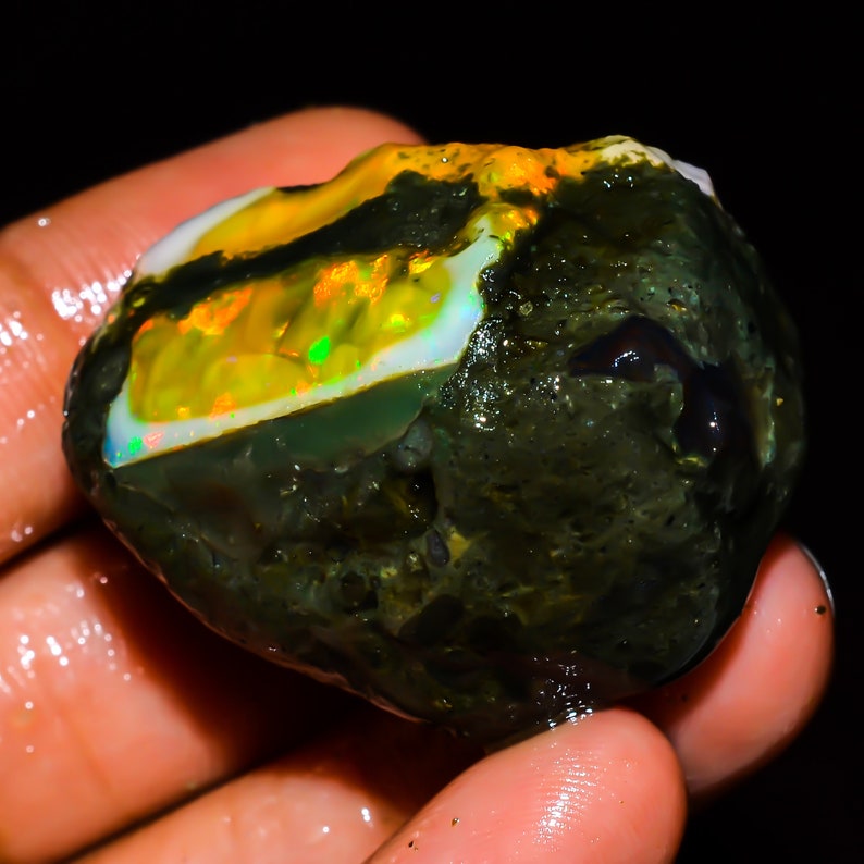 Opale brute, opale d'Éthiopie brute, opale de cristal brute, grosse opale brute, opale de feu brute, opale de feu naturelle en vrac Welo, opale de feu brute, 103,5 CTS image 8