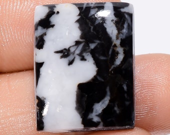 Amazing Top Grade Quality 100% Natural Black Zebra Jasper Rectangle Shape Cabochon Gemstone For Making Jewelry 20.5 Ct. 21X16X4 mm SB-29189