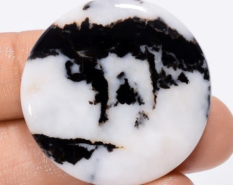 Terrific Top Grade Quality 100% Natural Black Zebra Jasper Round Shape Cabochon Loose Gemstone For Making Jewelry 48 Ct. 32X32X4 mm SB-29160