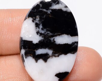 Outstanding Top Grade Quality 100% Natural Black Zebra Jasper Oval Shape Cabochon Loose Gemstone For Making Jewelry 16 Ct 28X18X3mm SB-29179