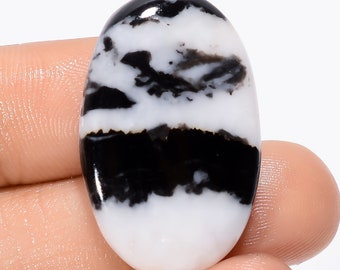 Incredible Top Grade Quality 100% Natural Black Zebra Jasper Oval Shape Cabochon Loose Gemstone For Making Jewelry 27 Ct 30X19X4 mm SB-29151