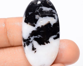 Amazing Top Grade Quality 100% Natural Black Zebra Jasper Oval Shape Cabochon Loose Gemstone For Making Jewelry 40.5 Ct. 36X19X5 mm SB-29139