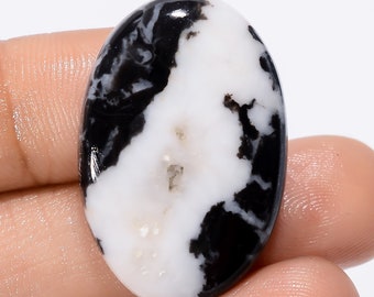 Fantastic Top Grade Quality 100% Natural Black Zebra Jasper Oval Shape Cabochon Loose Gemstone For Making Jewelry 35 Ct. 30X20X5 mm SB-29099