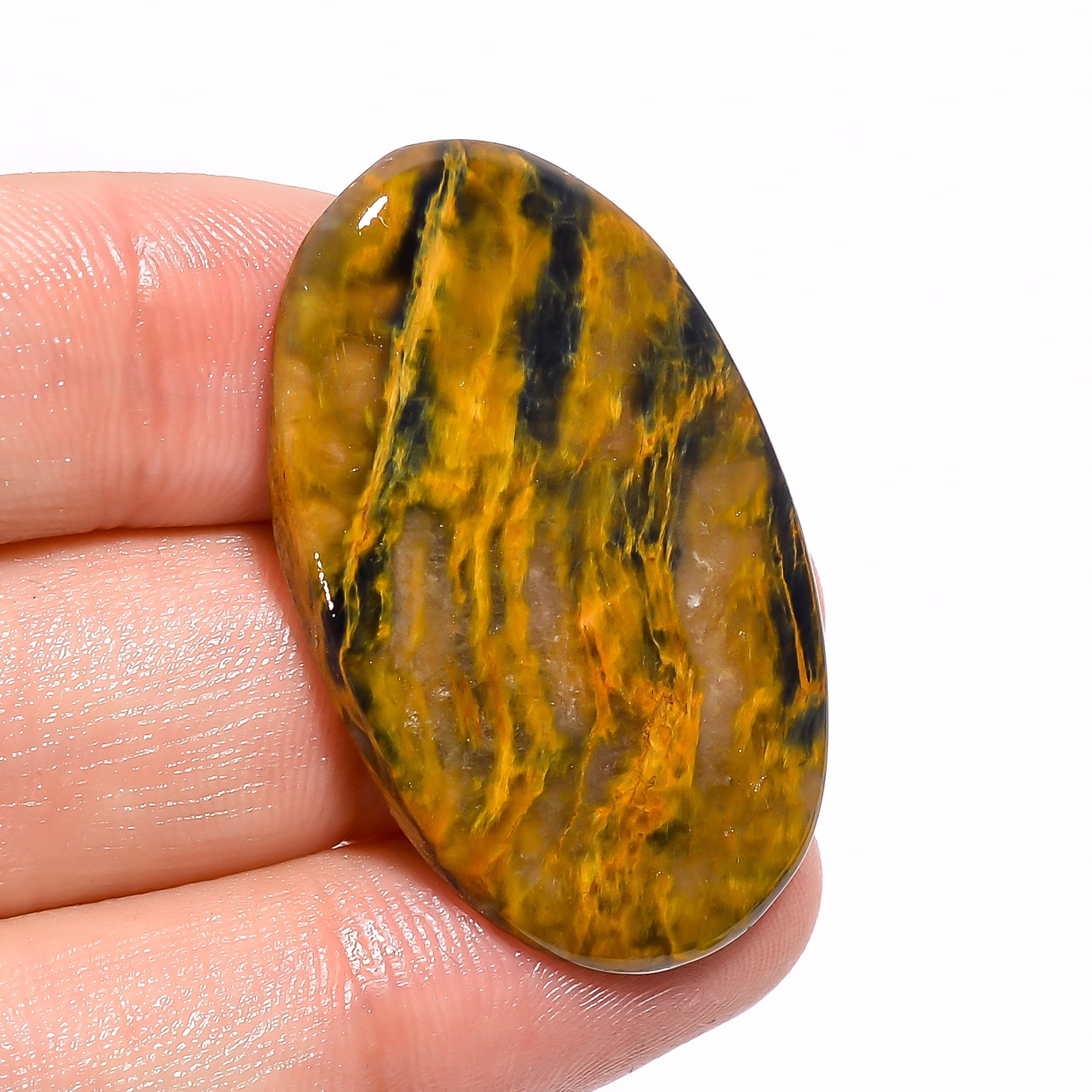 Superb Top Grade Quality 100% Natural Imperial Jasper Oval Shape Cabochon Loose Gemstone For Making Jewelry 24.5 Ct 36X14X6 mm SB-6824