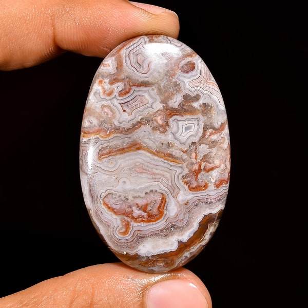 Exclusive Top Grade Quality 100% Natural Crazy Lace Agate Oval Shape Cabochon Loose Gemstone For Making Jewelry 88 Ct. 47X30X5 mm SB-16558