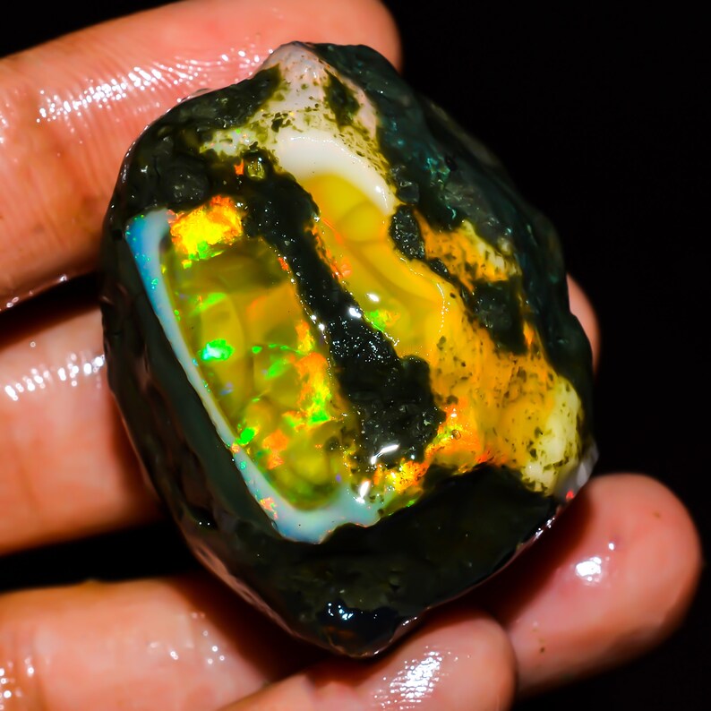 Opale brute, opale d'Éthiopie brute, opale de cristal brute, grosse opale brute, opale de feu brute, opale de feu naturelle en vrac Welo, opale de feu brute, 103,5 CTS image 6