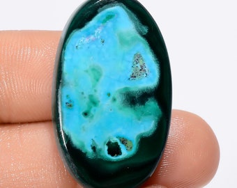 Amazing Top Grade Quality 100% Natural Malachite Chrysocolla Oval Shape Cabochon Loose Gemstone For Making Jewelry 40.5 Ct 32X19X4mm SB29015