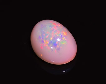 Beautiful Top Grade Quality 100% Natural White Ethiopian Opal Oval Shape Cabochon Loose Gemstone For Making Jewelry 7 Ct. 16X12X8 mm S-3