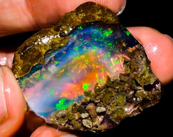 Opal Rough, Ethiopian Opal Raw, Crystal Opal Rough, Big Opal Rough, Fire Opal Rough, Natural Loose Opal Welo Fire Oil Opal Rough, 55 CTS.