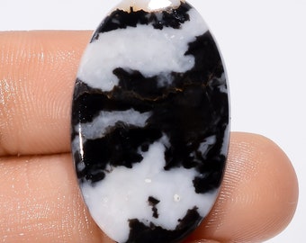 Excellent Top Grade Quality 100% Natural Black Zebra Jasper Oval Shape Cabochon Loose Gemstone For Making Jewelry 22.5 Ct 31X18X3mm SB-29145