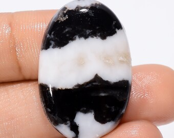 Splendid Top Grade Quality 100% Natural Black Zebra Jasper Oval Shape Cabochon Loose Gemstone For Making Jewelry 32.5 Ct 30X19X5 mm SB-29130