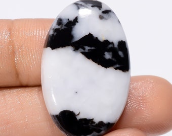 Attractive Top Grade Quality 100% Natural Black Zebra Jasper Oval Shape Cabochon Loose Gemstone For Making Jewelry 35 Ct 30X19X5 mm SB-29091