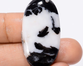 Amazing Top Grade Quality 100% Natural Black Zebra Jasper Oval Shape Cabochon Loose Gemstone For Making Jewelry 37 Ct. 35X18X5 mm SB-29090