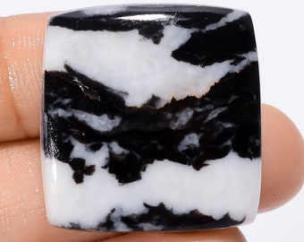 Splendid Top Grade Quality 100% Natural Black Zebra Jasper Cushion Shape Cabochon Loose Gemstone For Making Jewelry 50 Ct 27X26X5mm SB-29155