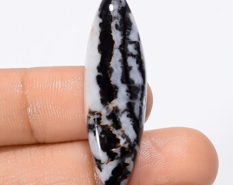 Stunning Top Grade Quality 100% Natural Black Zebra Jasper Marquise Shape Cabochon Gemstone For Making Jewelry 27.5 Ct. 41X11X5 mm SB-29157