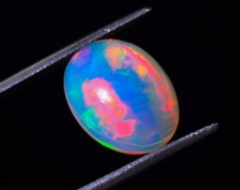 Splendid A One Quality 100% Natural Welo Fire White Ethiopian Opal Oval Shape Cabochon Gemstone For Making Jewelry 4 Ct. 13X10X7 mm SB-11333