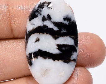 Unique Top Grade Quality 100% Natural Black Zebra Jasper Oval Shape Cabochon Loose Gemstone For Making Jewelry 38 Ct. 33X19X6 mm SB-29087