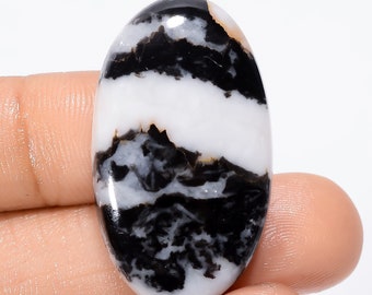 Fantastic Top Grade Quality 100% Natural Black Zebra Jasper Oval Shape Cabochon Loose Gemstone For Making Jewelry 38.5 Ct 35X20X5mm SB-29148