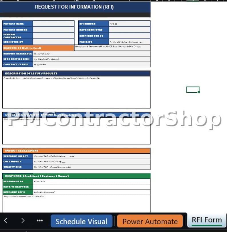 RFI Tracker Excel Template – Construction Project Manager Tool ...
