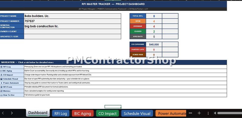 RFI Tracker Excel Template – Construction Project Manager Tool ...
