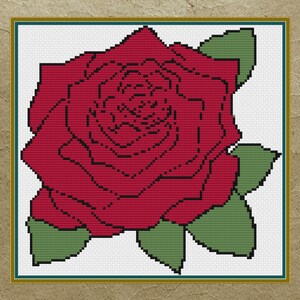 Simple Red Rose cross stitch pattern