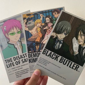 Impressões de cartão de título de pôster minimalista de anime