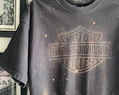 custom vtg bleach splatter harley davidson eagle wings crop top vintage sturgi 39 s HD biker acid wash graphic splashed cropped tee t-shirt lf