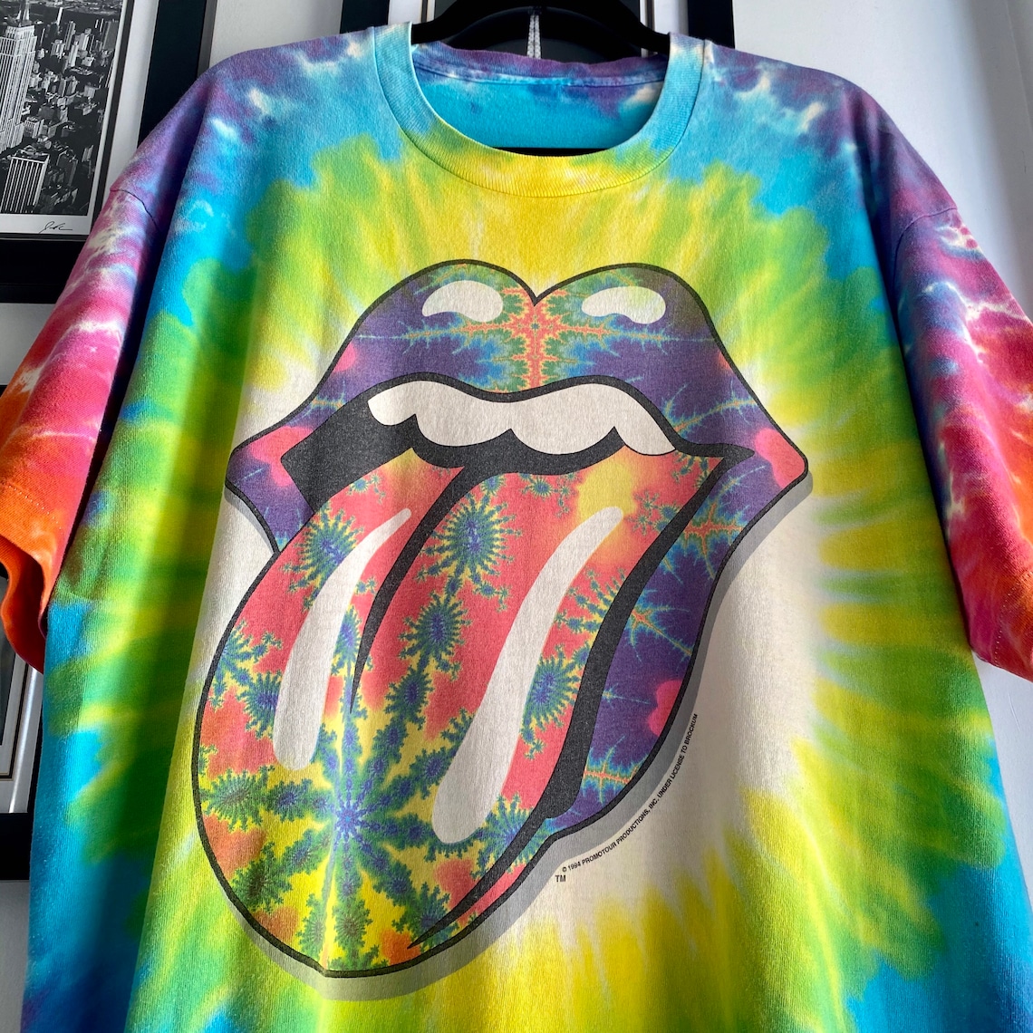 Tie Dye Band Tee
 Vintage tie dye band tee Rare Rolling Stones vtg rainbow tie