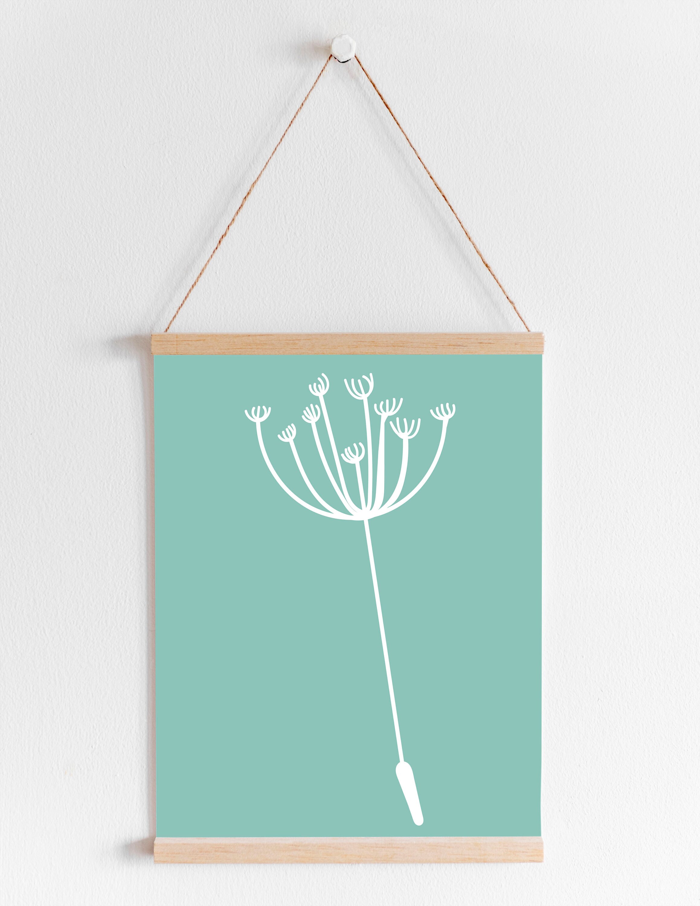 Mint Dandelion Flower Printable Artwork, Digital Download, 4x6, 5x7 ...