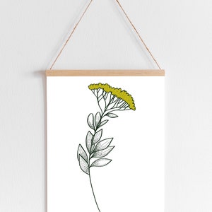 Modern Floral Printable Artwork, Green Bushy Flower with Leaves, 3.5x5, 4x6, 5x7, 8x10, 8.5x11 image 2