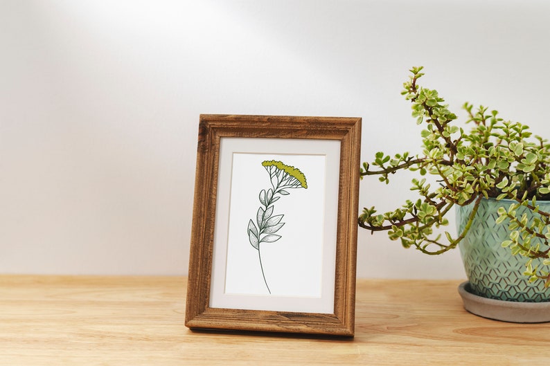 Modern Floral Printable Artwork, Green Bushy Flower with Leaves, 3.5x5, 4x6, 5x7, 8x10, 8.5x11 image 5