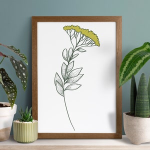 Modern Floral Printable Artwork, Green Bushy Flower with Leaves, 3.5x5, 4x6, 5x7, 8x10, 8.5x11 image 3