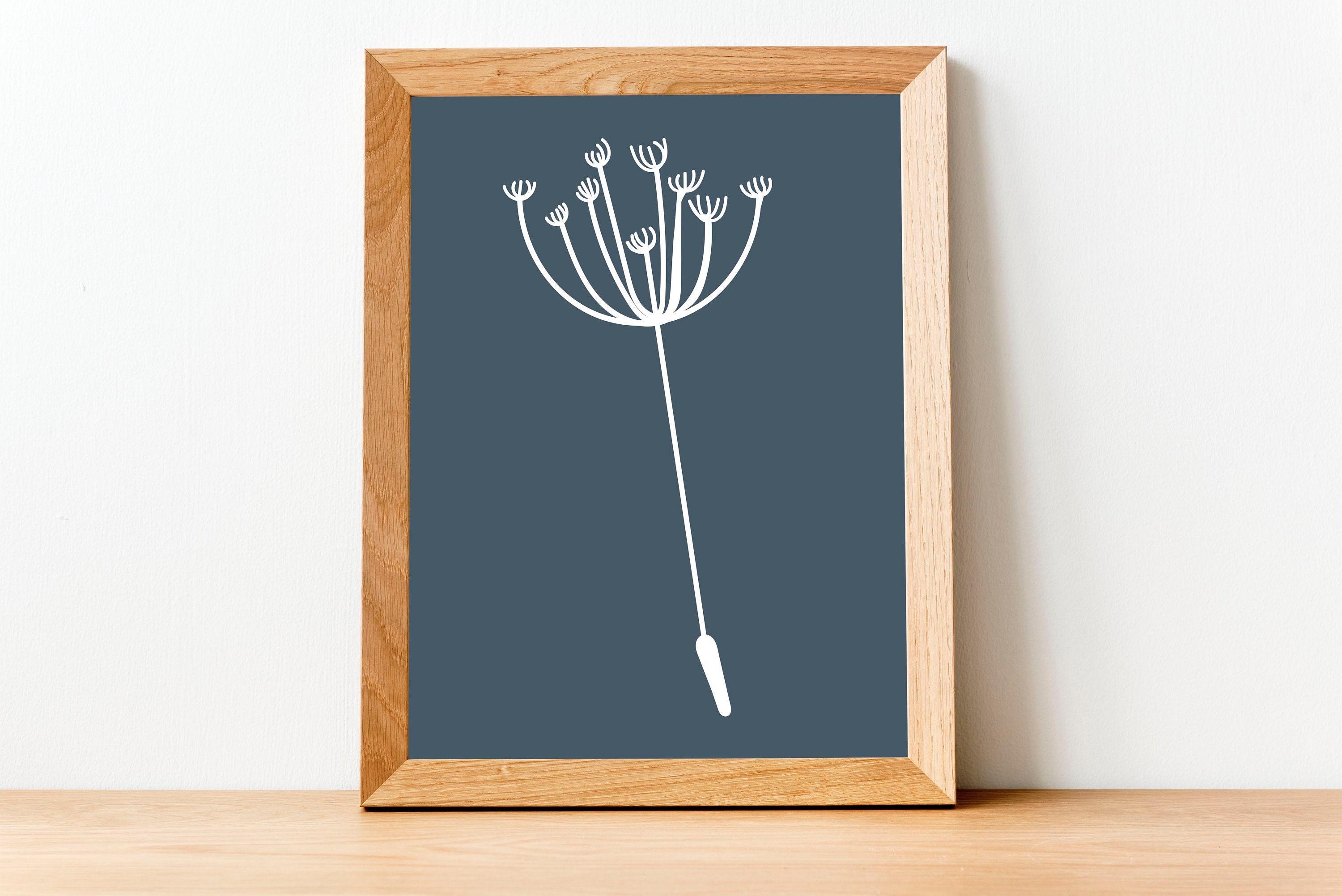 Dark Blue Dandelion Flower Printable Artwork 4x6, 5x7, 8x10, 8.5x11 ...