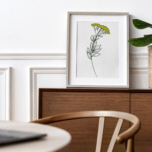 Modern Floral Printable Artwork, Green Bushy Flower with Leaves, 3.5x5, 4x6, 5x7, 8x10, 8.5x11 image 4