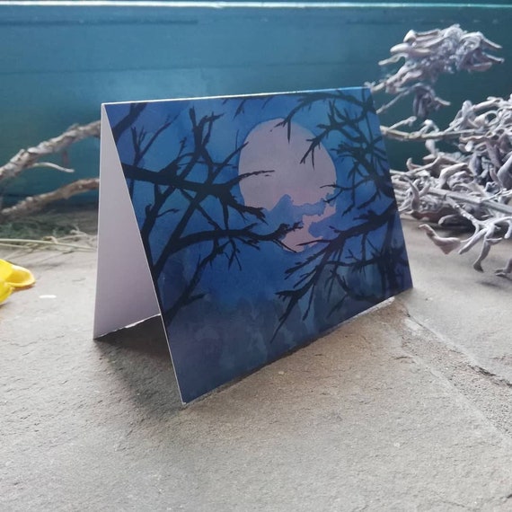 Paper Full Moon Greeting Card with Envelope blank card thank you ...