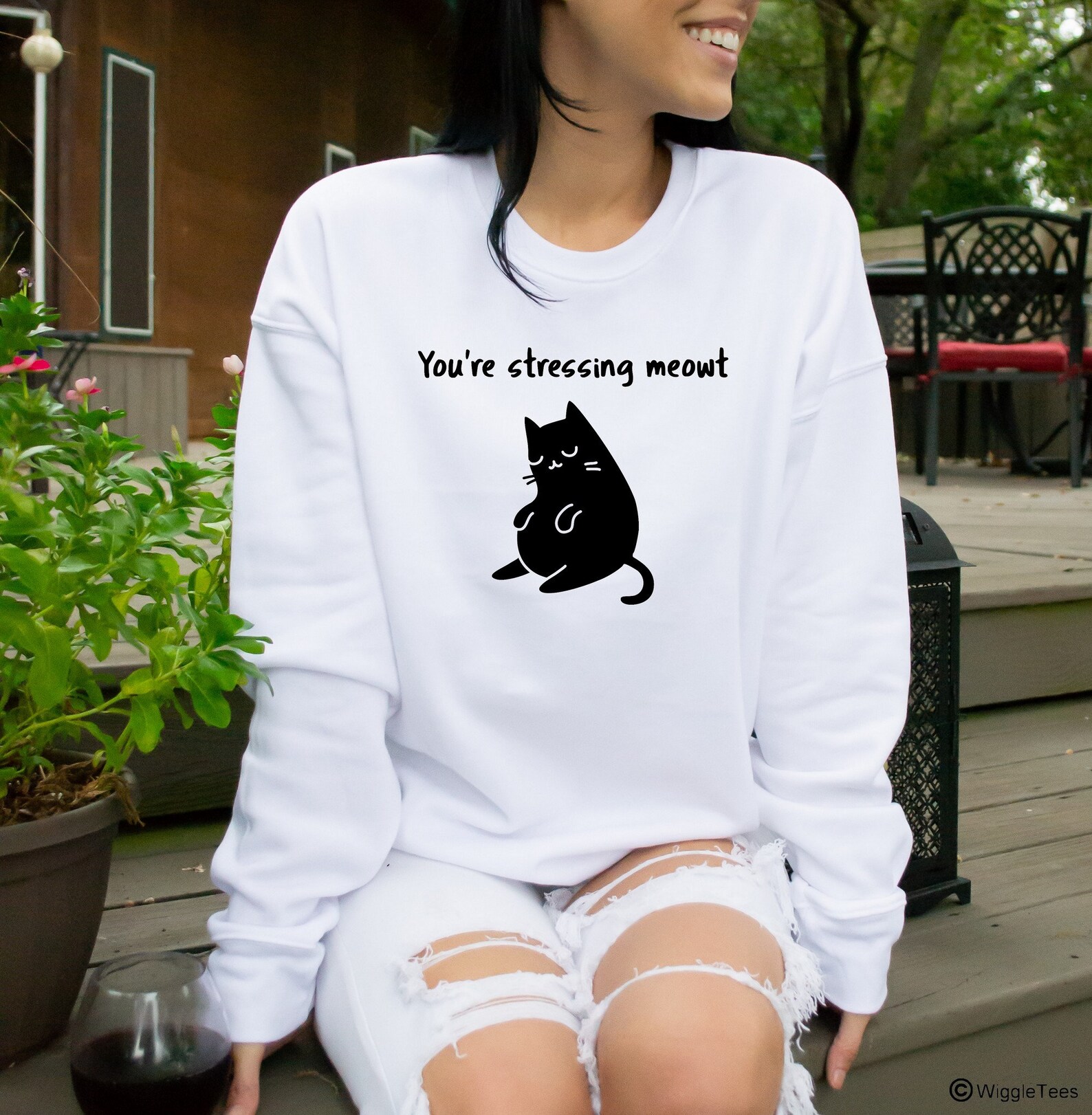 Funny Cat Sweatshirt Cats You're stressing Meowt meow Gift | Etsy