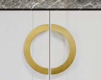 Poignée de meuble demi-cercle en laiton moderne du milieu du siècle (2 poignées)