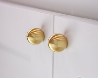 Solid Brass Cabinet Knob, Mid Century Modern Ball Knob, Brushed Brass Gold, Cabinet Door & Drawer Knob, *Premium Quality *FAST FREE SHIPPING