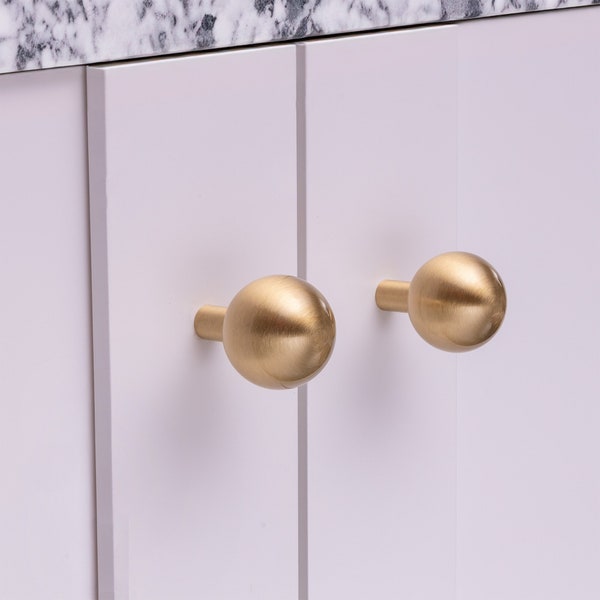 Solid Brass Modern Ball Sphere Knob for Cabinet Drawers and Doors, Furniture Knob *Ships Fast and From USA