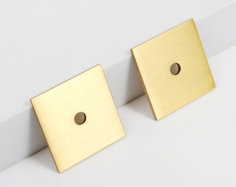 PACK OF 1* Solid Brass Modern 1.25" Inch Square Knob Backplate In Brushed Brass Gold | Cabinet Knob Backplate | Ships Fast From USA