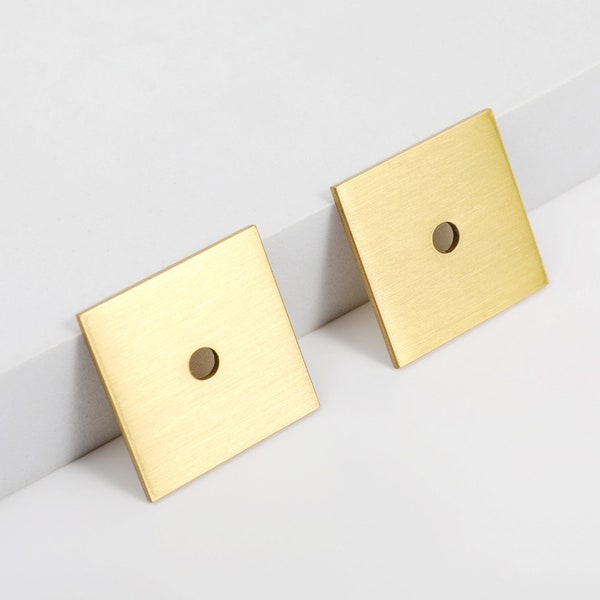 PACK OF 1* Solid Brass Modern 1.25" Inch Square Knob Backplate In Brushed Brass Gold | Cabinet Knob Backplate | Ships Fast From USA