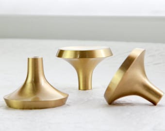 Mid Century Modern Solid Brass | Brushed Brass Gold Cabinet Knob, Premium Quality, Kitchen Cabinets and Furniture, *Fast Shipping From USA